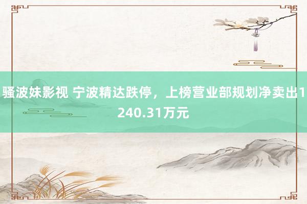 骚波妹影视 宁波精达跌停，上榜营业部规划净卖出1240.31万元