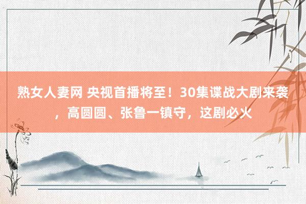 熟女人妻网 央视首播将至！30集谍战大剧来袭，高圆圆、张鲁一镇守，这剧必火